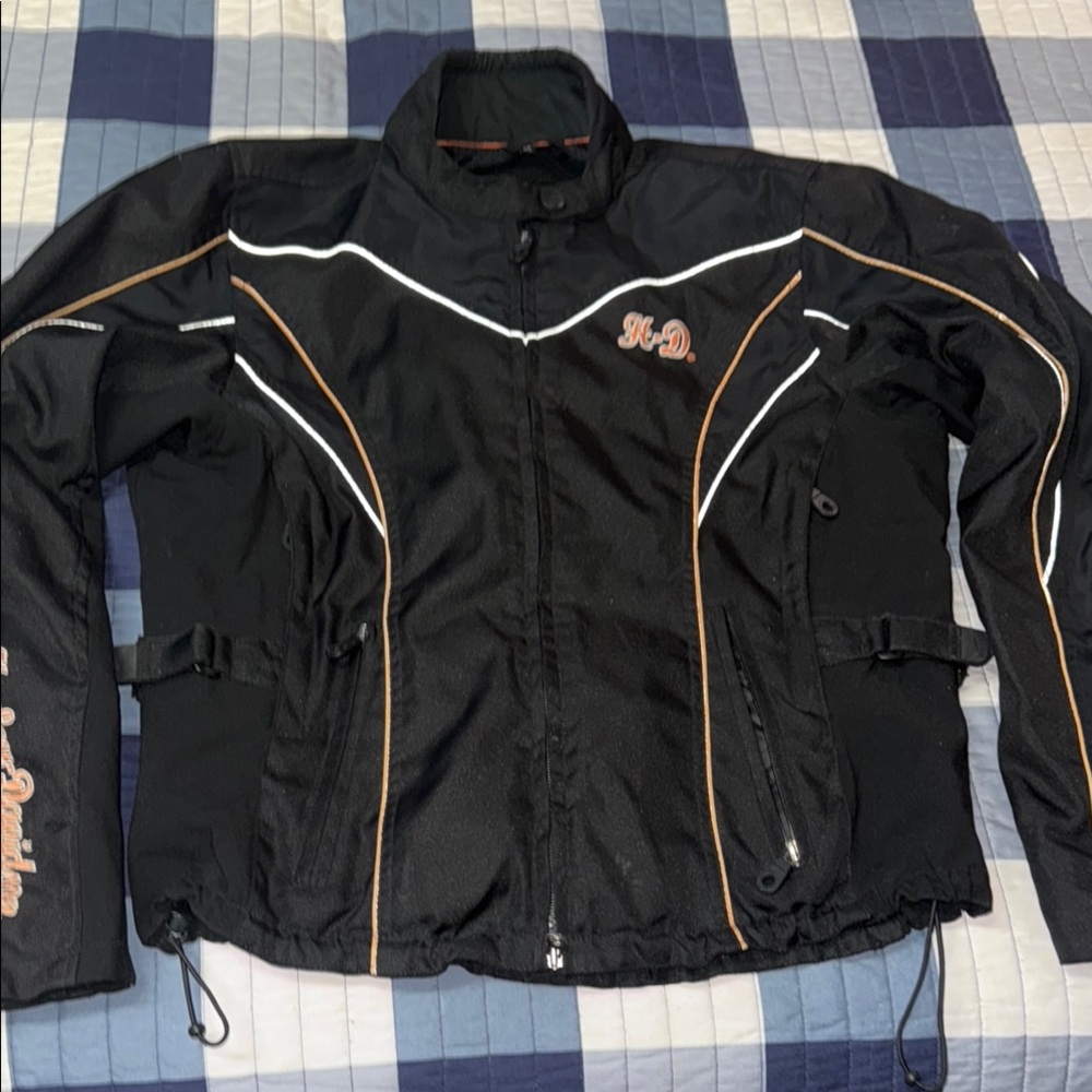 Harley-Davidson Black Jacket with Orange and White Piping